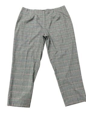 Focus 2000 22W Stain-Resistant Plaid Pants Gray Pink Checkered Retro Kitschy